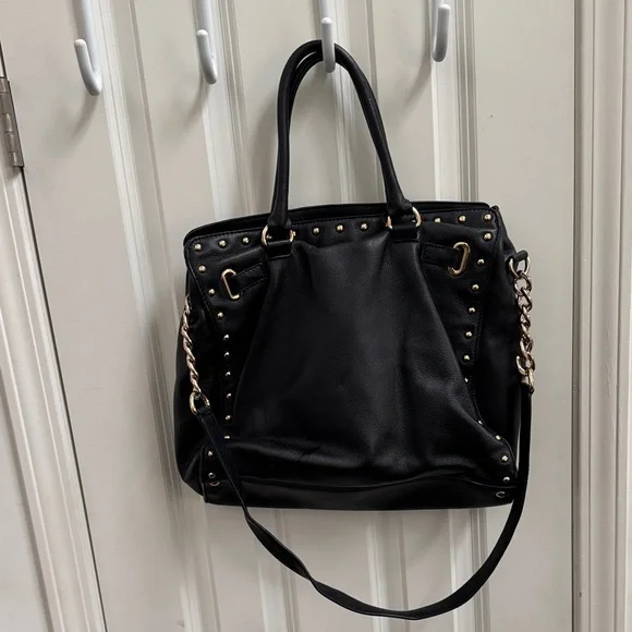 Michael Kors Large Black Studded Satchel with Gold Details - Picture 9 of 12